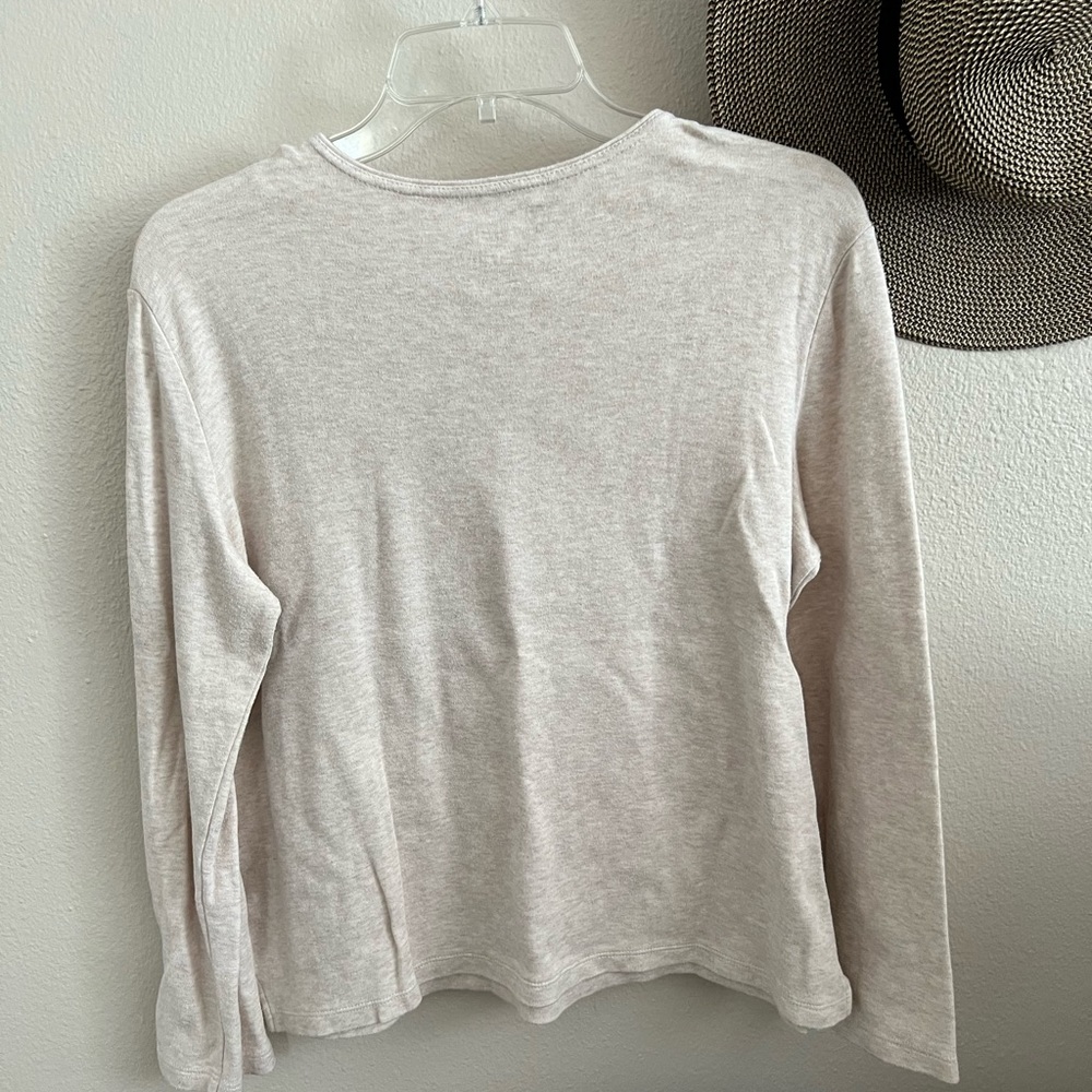 Classic Elements Oatmeal Long Sleeve Top Size Petite L
